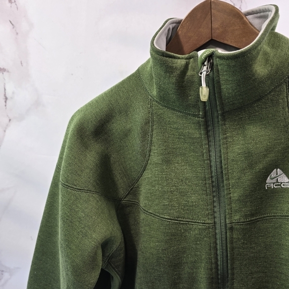 Nike Jacket Womens Medium Green ACG Full Zip Vintage Fleece Hooded Y2K - Picture 2 of 13